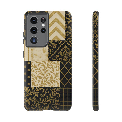 Phone Case, Luxury Black and Gold Festive Design for Christmas Gift, Holiday Decor, Tough Cases, Winter Celebration, Elegant iPhone Cover Samsung Galaxy S21 Ultra Matte