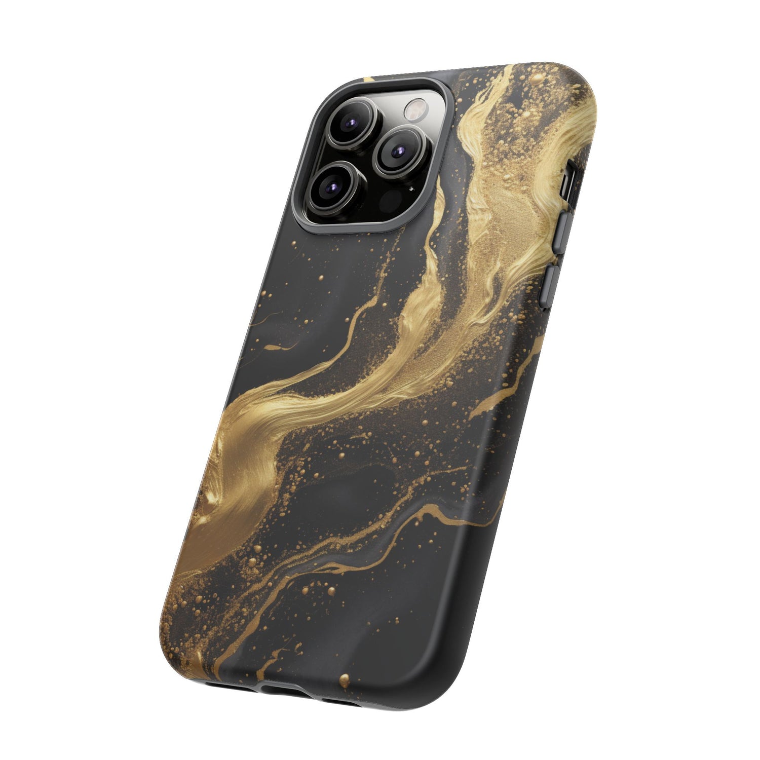 Golden Flow - Black &amp; Gold Marble Luxe Phone Case