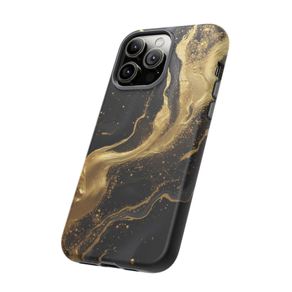 Golden Flow - Black &amp; Gold Marble Luxe Phone Case