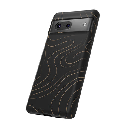 Noir Topograph - Black Minimalist Line Art Phone Case