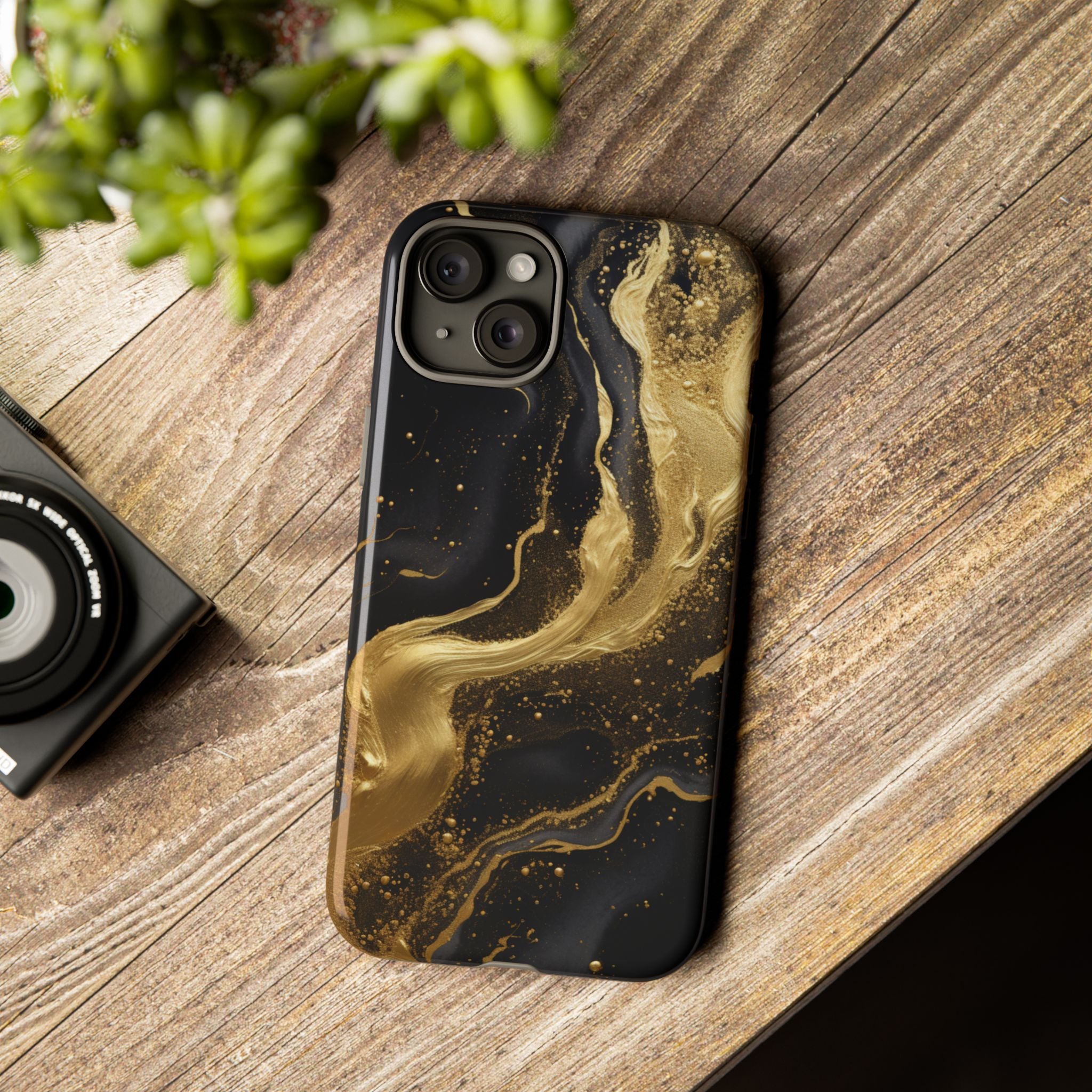 Golden Flow - Black &amp; Gold Marble Luxe Phone Case