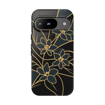 Golden Bloom - Elegant Floral Line Art Phone Case Google Pixel 9 Glossy