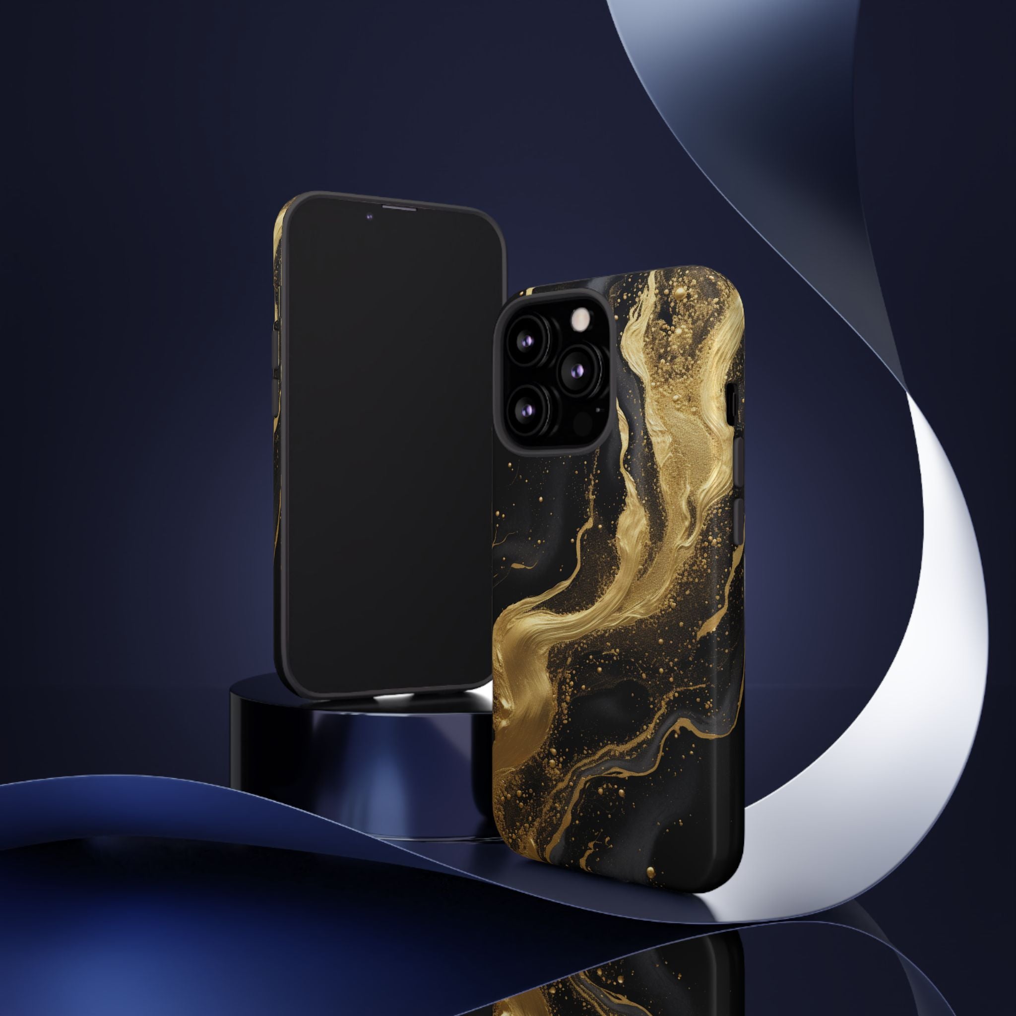 Golden Flow - Black &amp; Gold Marble Luxe Phone Case