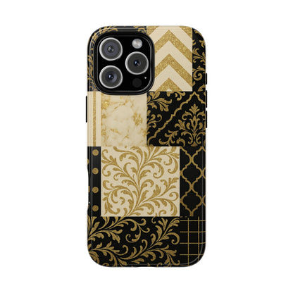 Phone Case, Luxury Black and Gold Festive Design for Christmas Gift, Holiday Decor, Tough Cases, Winter Celebration, Elegant iPhone Cover iPhone 16 Pro Max Glossy