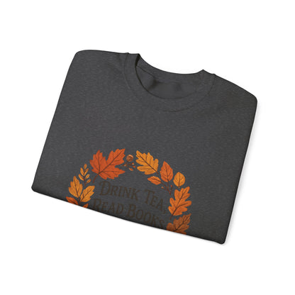 Cozy Book Lover Crewneck Sweatshirt - Fall Fashion Tea &amp; Books Apparel | Gift for Readers