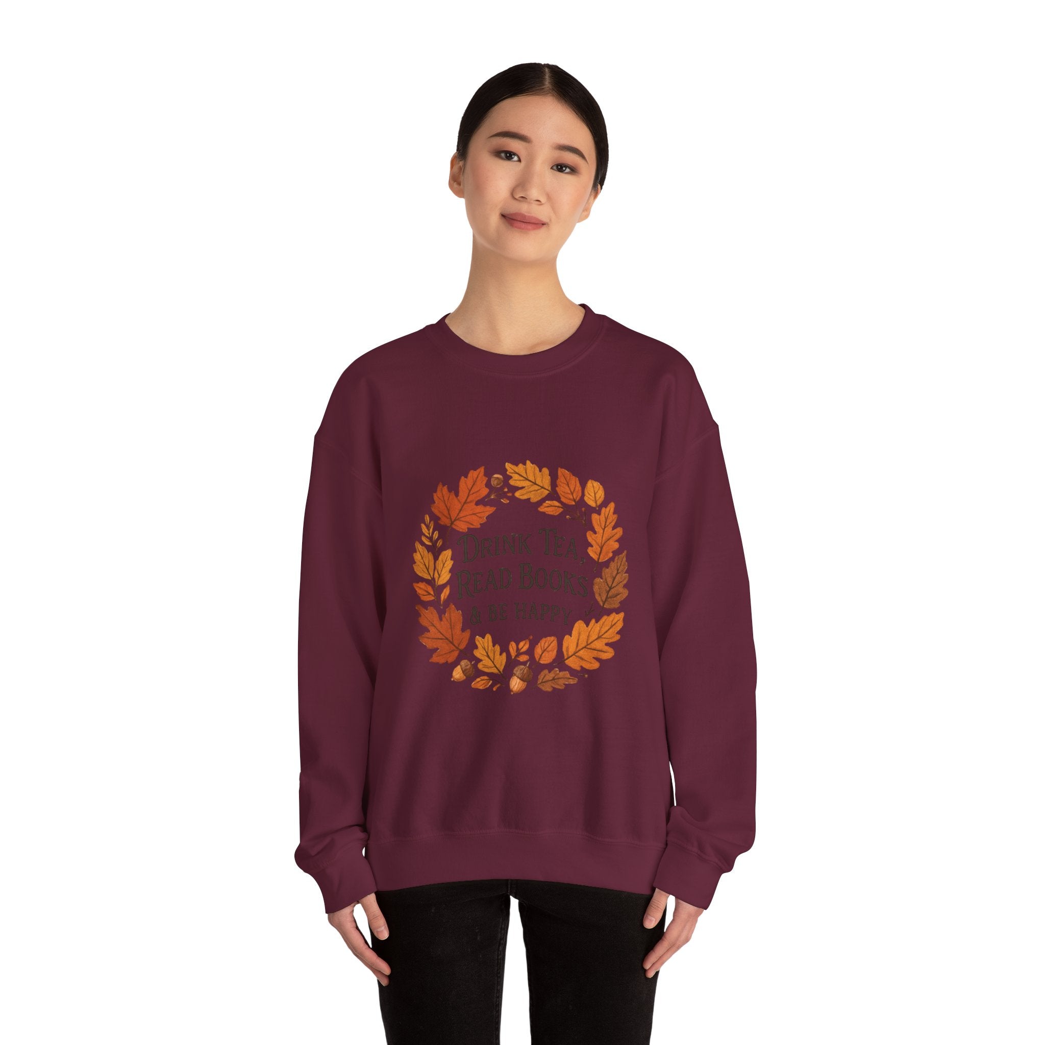 Cozy Book Lover Crewneck Sweatshirt - Fall Fashion Tea &amp; Books Apparel | Gift for Readers