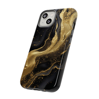 Golden Flow - Black &amp; Gold Marble Luxe Phone Case