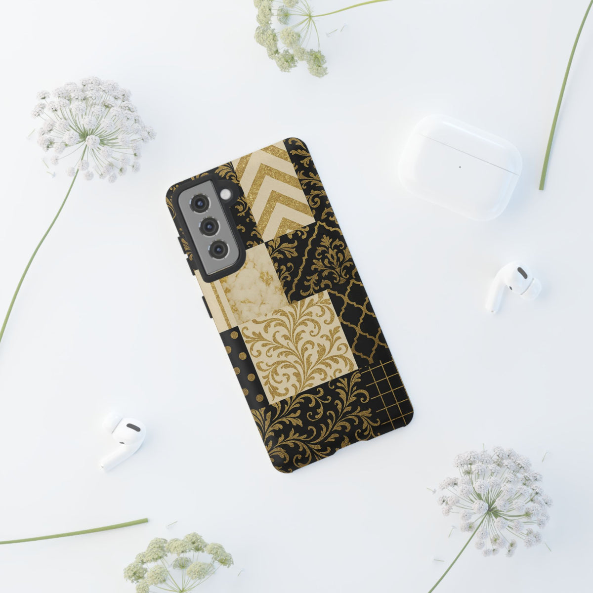 Phone Case, Luxury Black and Gold Festive Design for Christmas Gift, Holiday Decor, Tough Cases, Winter Celebration, Elegant iPhone Cover