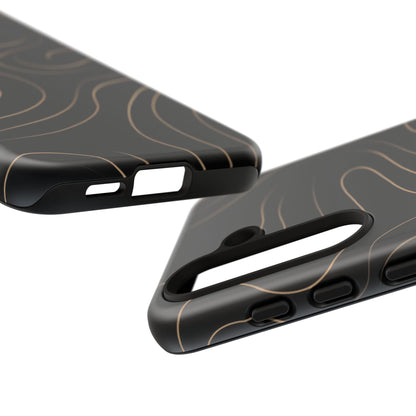 Noir Topograph - Black Minimalist Line Art Phone Case