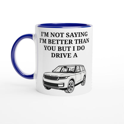 Funny Range Rover Mug – 11oz Luxury Car Driver Gift, Bold Statement Coffee Cup, Land Rover, Range Rover Gen 3 Lover Gift for Him or Her Ceramic Blue