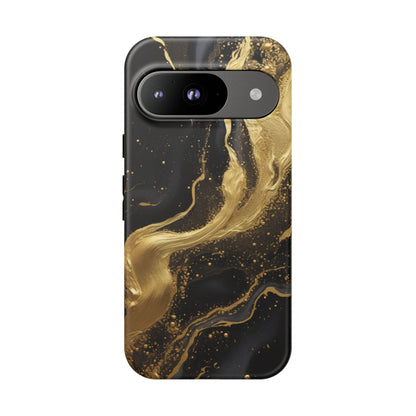 Golden Flow - Black &amp; Gold Marble Luxe Phone Case Google Pixel 9 Matte