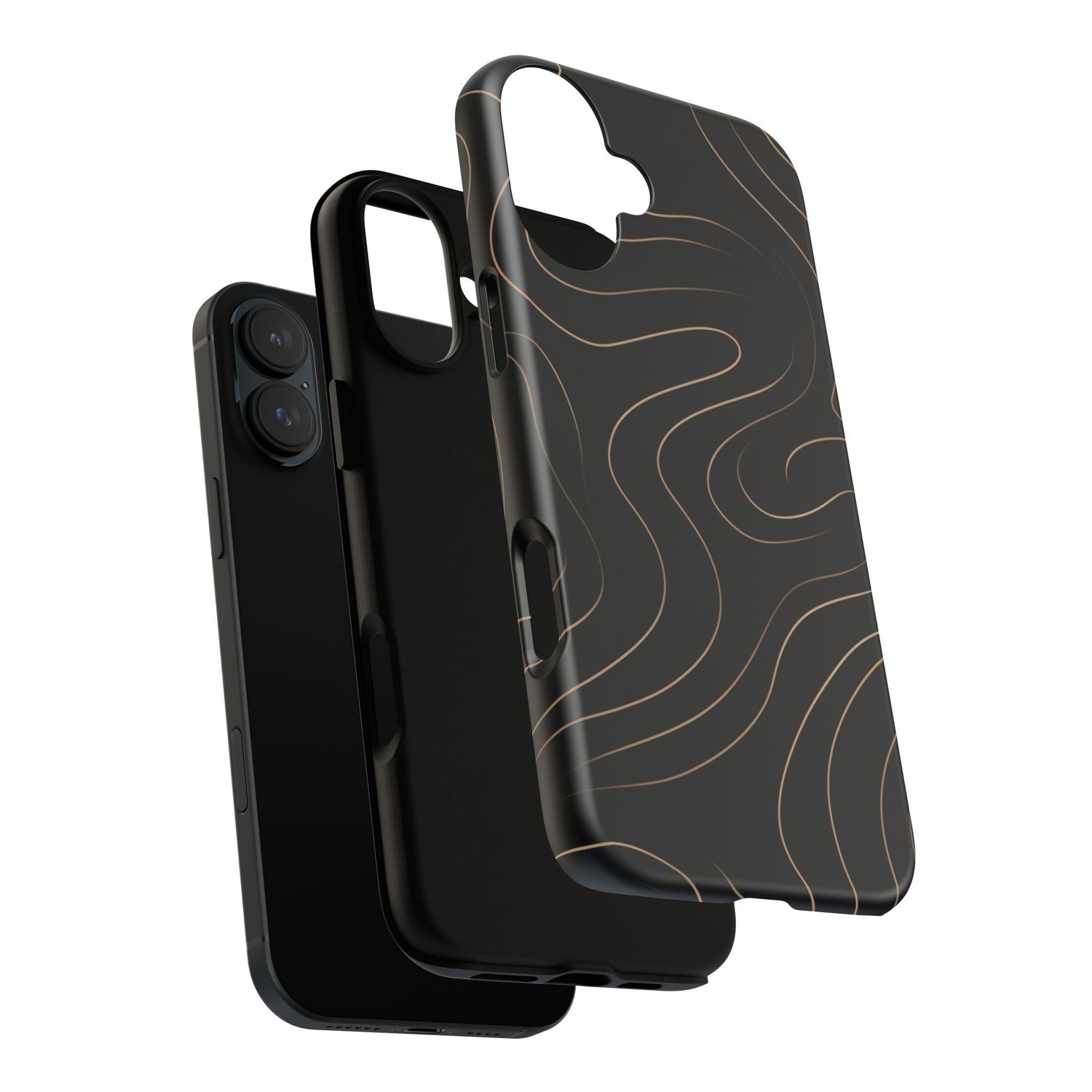 Noir Topograph - Black Minimalist Line Art Phone Case