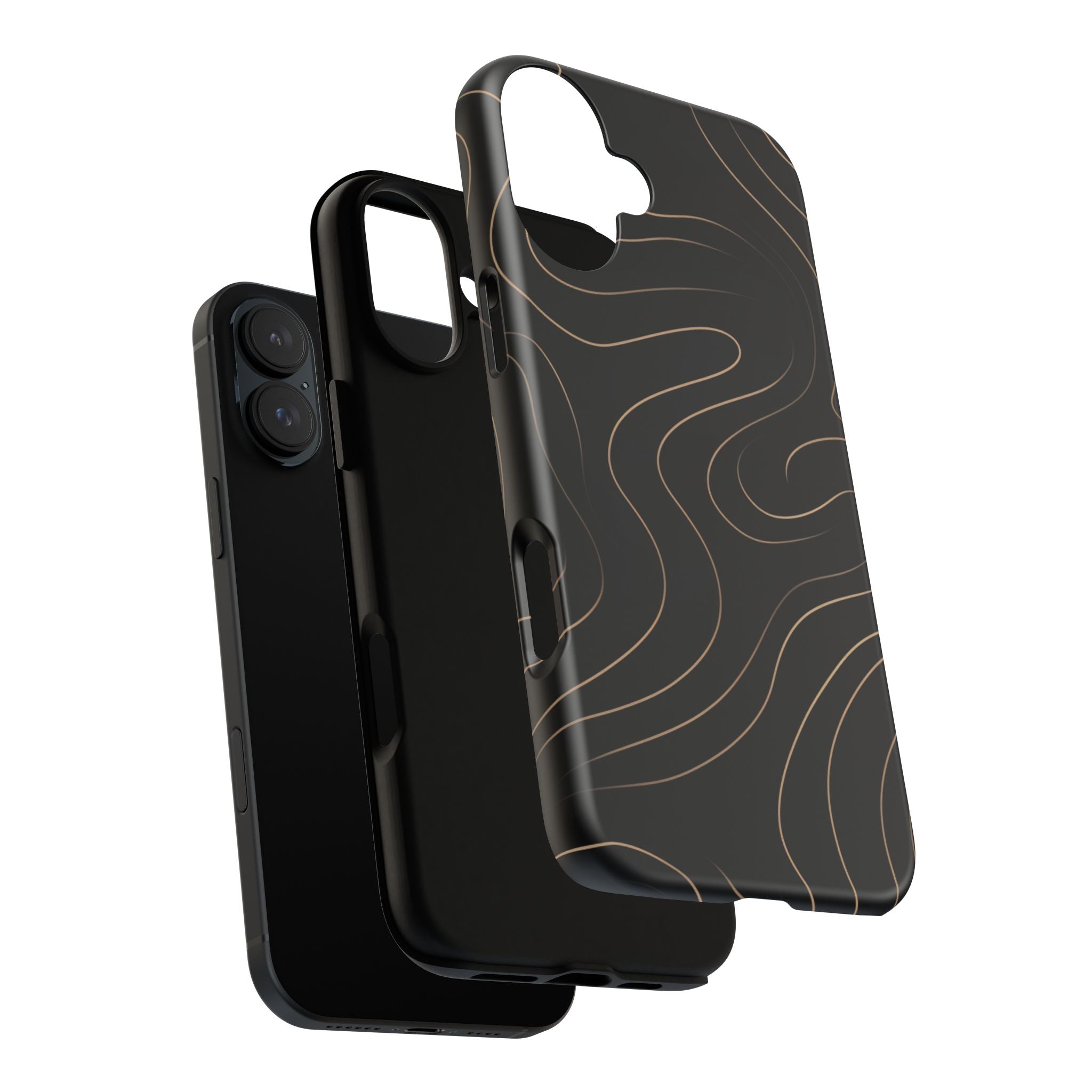 Noir Topograph - Black Minimalist Line Art Phone Case