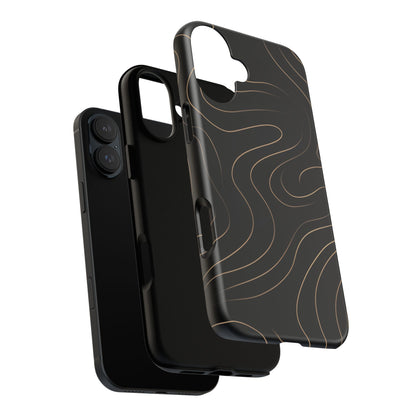 Noir Topograph - Black Minimalist Line Art Phone Case