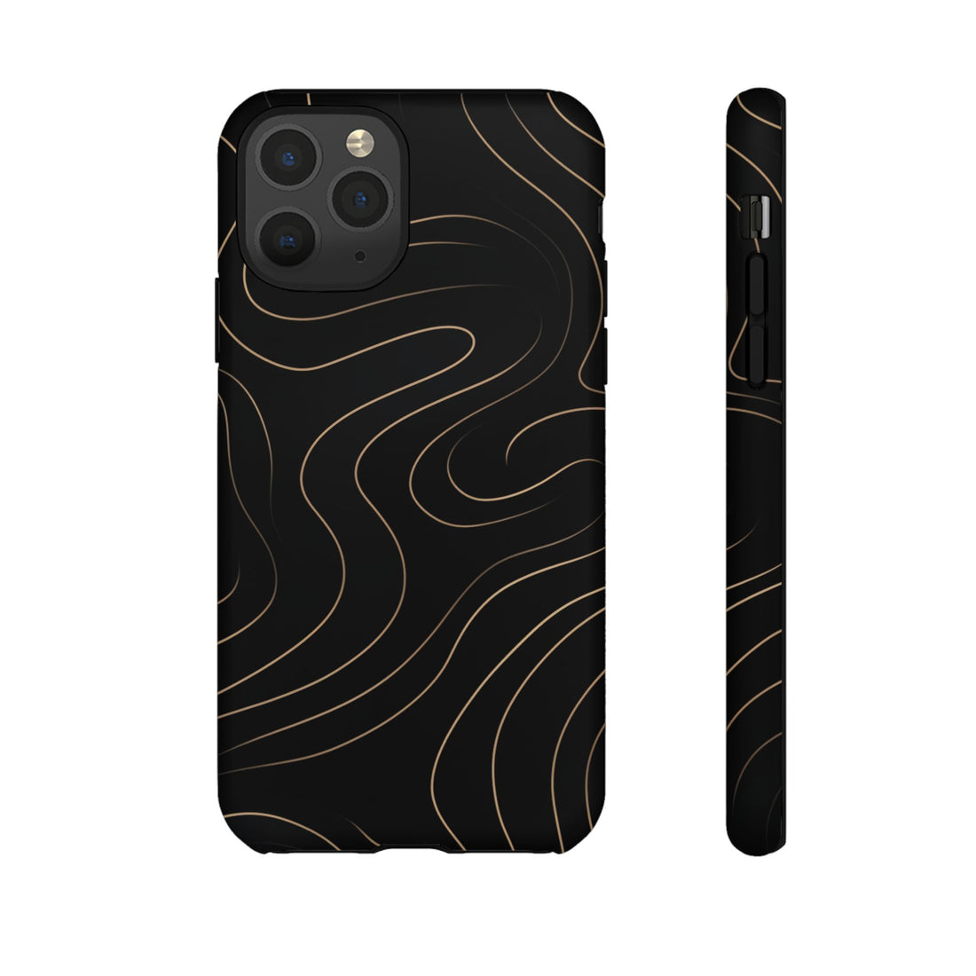 Noir Topograph - Black Minimalist Line Art Phone Case iPhone 11 Pro Matte
