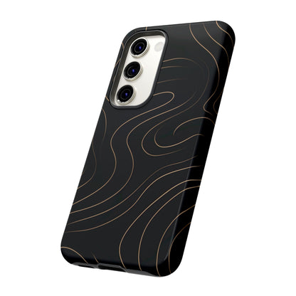 Noir Topograph - Black Minimalist Line Art Phone Case