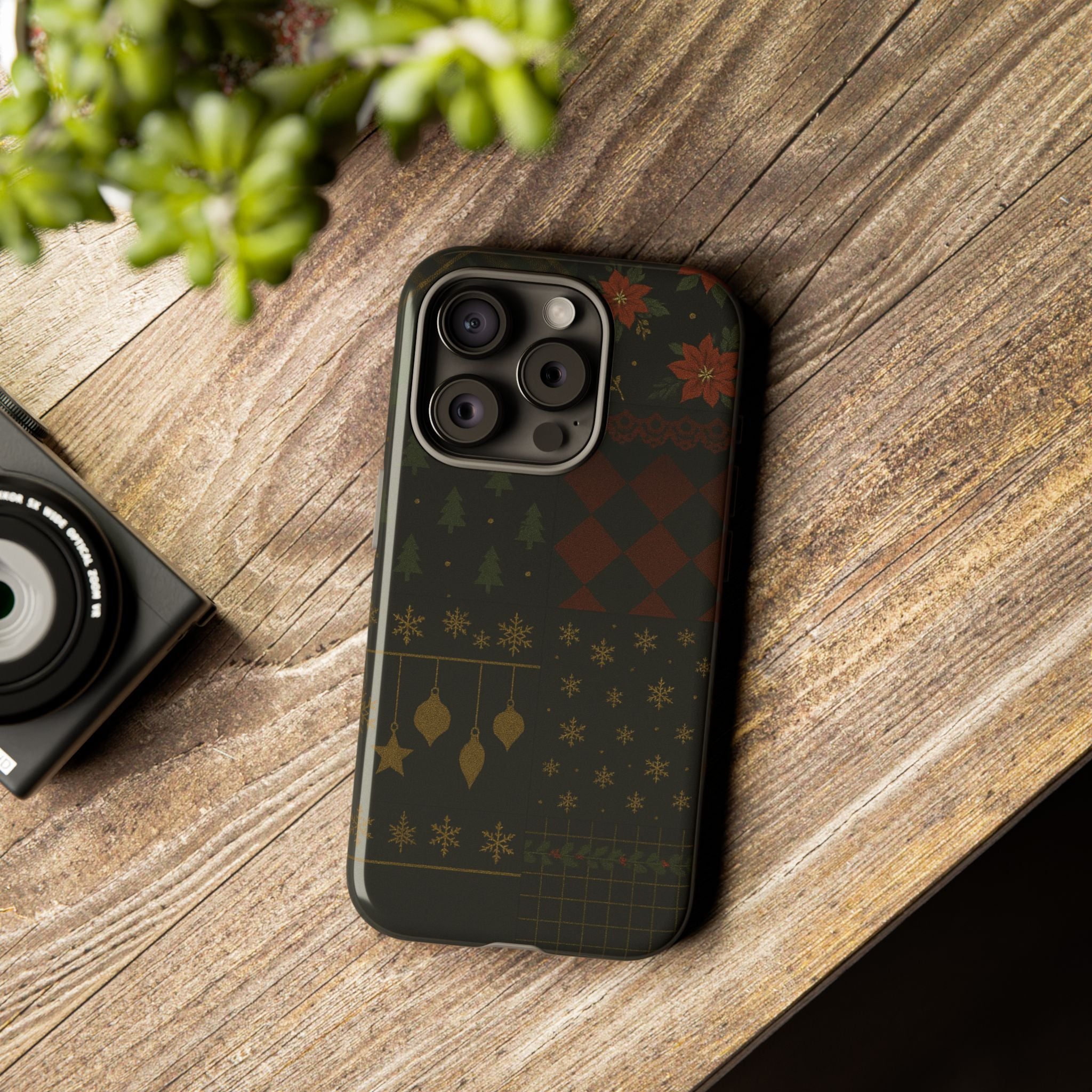 Black Luxury Phone Case for Christmas Festive Season - Tough design