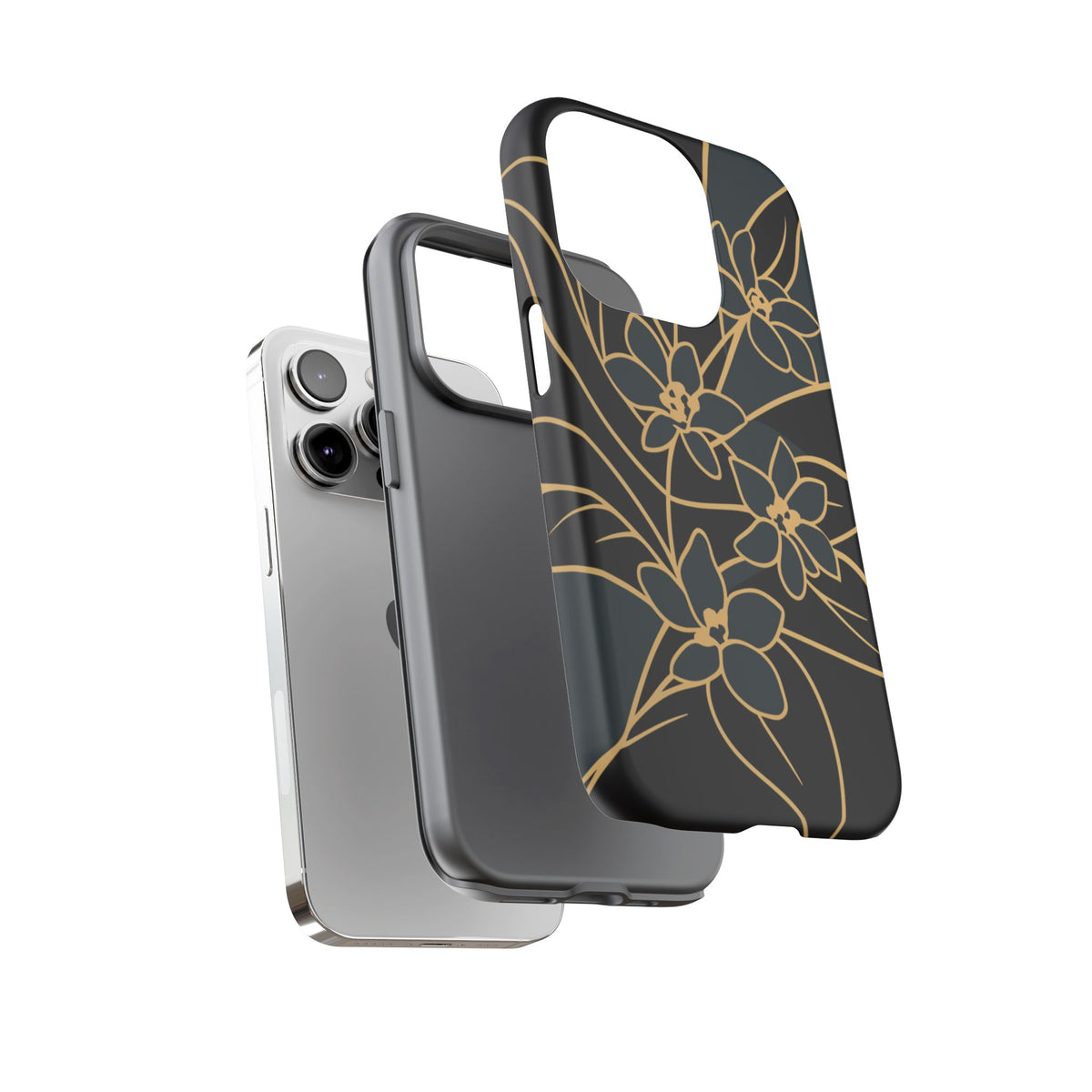 Golden Bloom - Elegant Floral Line Art Phone Case