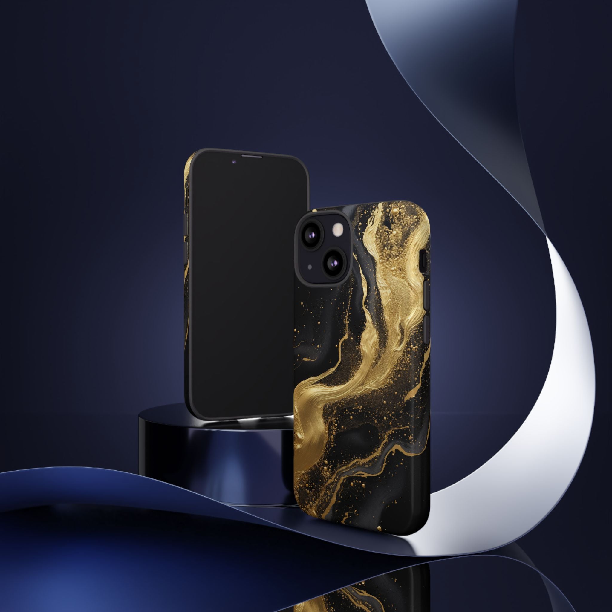 Golden Flow - Black &amp; Gold Marble Luxe Phone Case