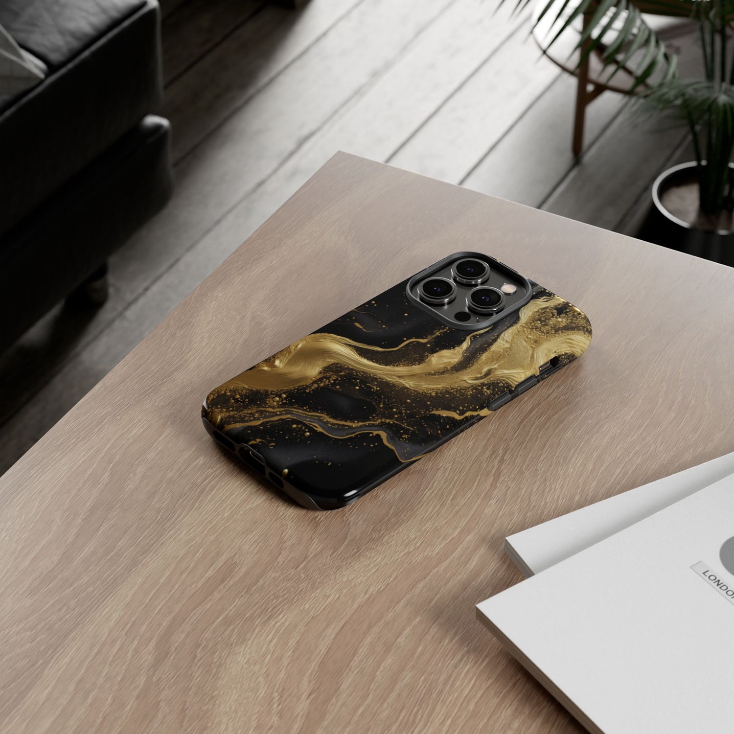 Golden Flow - Black &amp; Gold Marble Luxe Phone Case