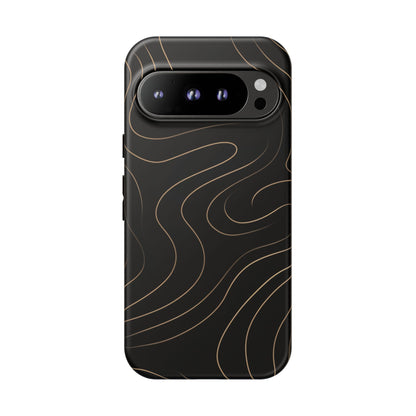 Noir Topograph - Black Minimalist Line Art Phone Case Google Pixel 9 Pro Matte