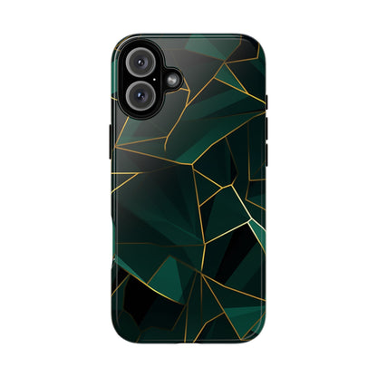 Emerald Veil - Geometric Luxe Phone Case iPhone 16 Plus Glossy