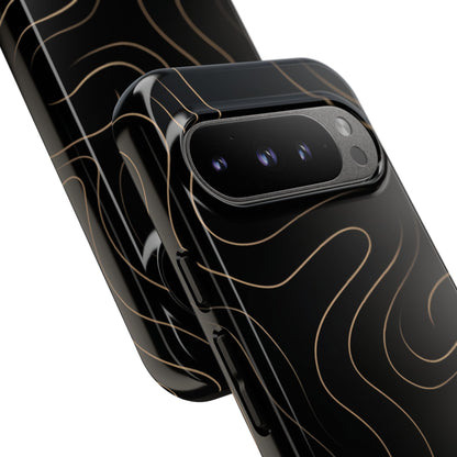 Noir Topograph - Black Minimalist Line Art Phone Case