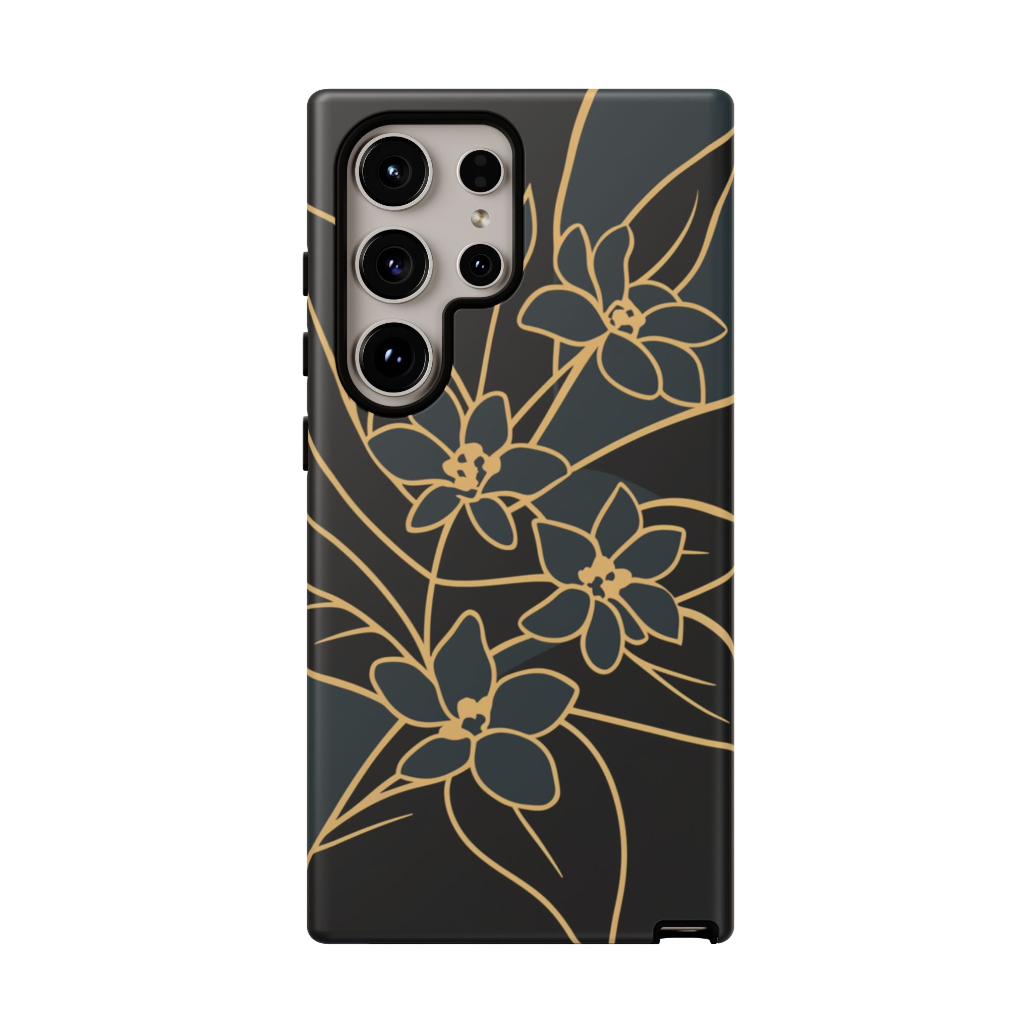 Golden Bloom - Elegant Floral Line Art Phone Case Samsung Galaxy S24 Ultra Matte