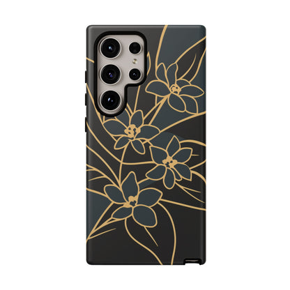 Golden Bloom - Elegant Floral Line Art Phone Case Samsung Galaxy S24 Ultra Matte