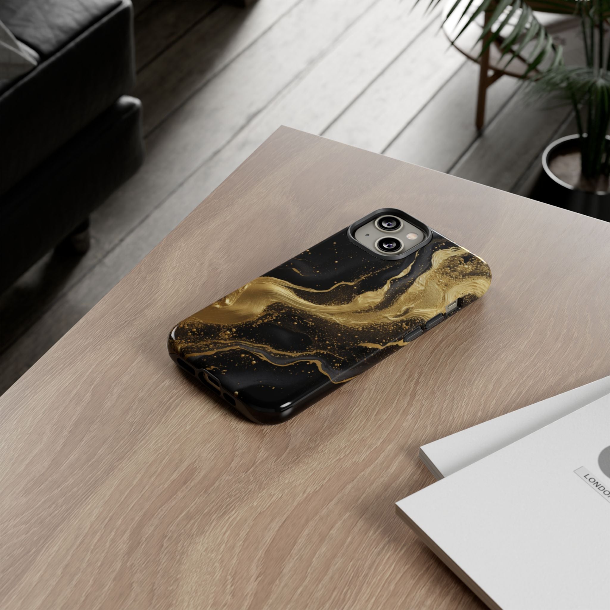 Golden Flow - Black &amp; Gold Marble Luxe Phone Case