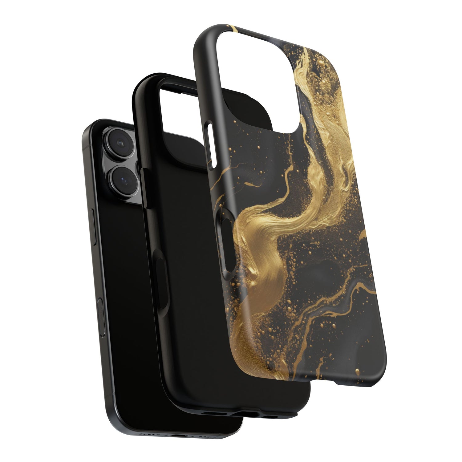 Golden Flow - Black &amp; Gold Marble Luxe Phone Case