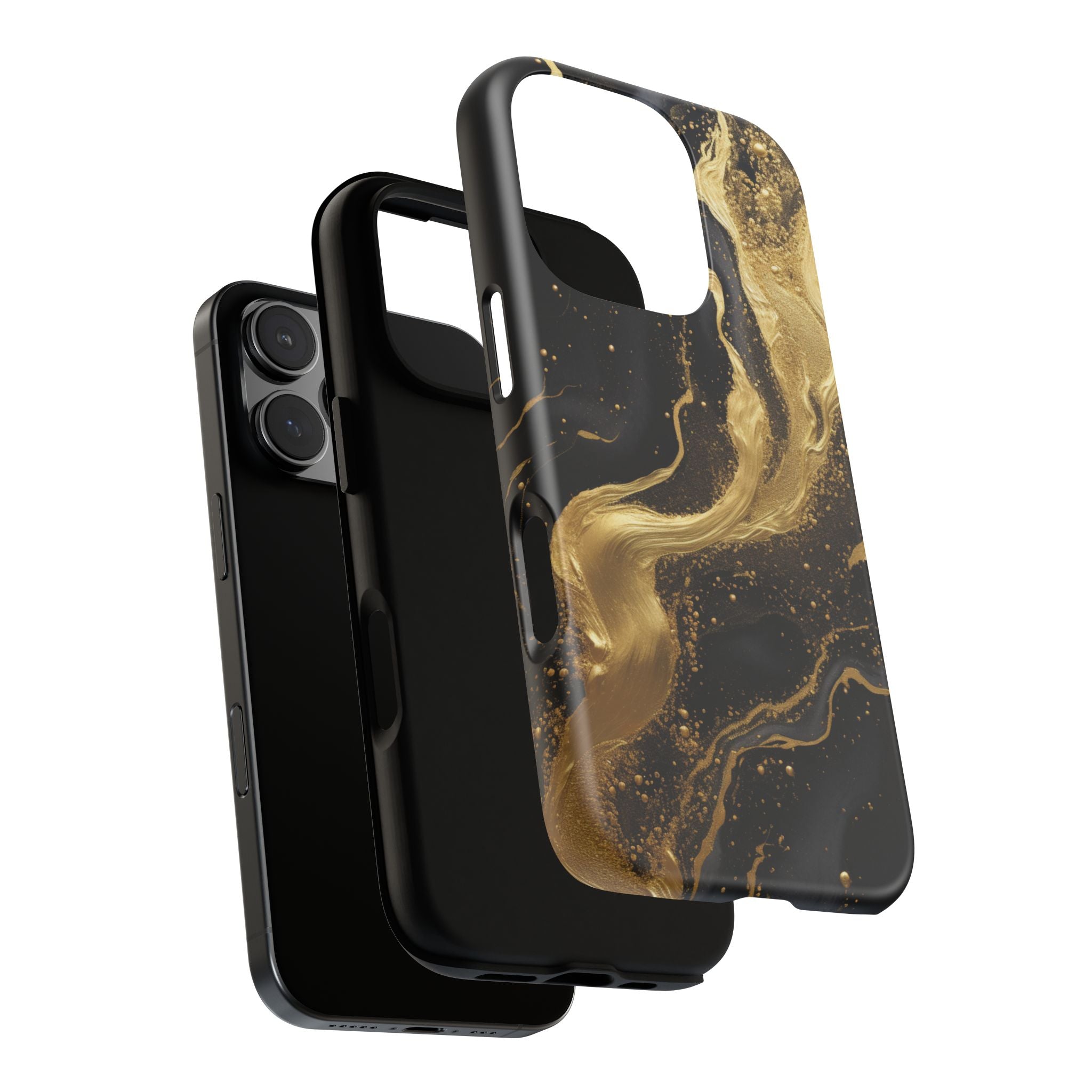 Golden Flow - Black &amp; Gold Marble Luxe Phone Case