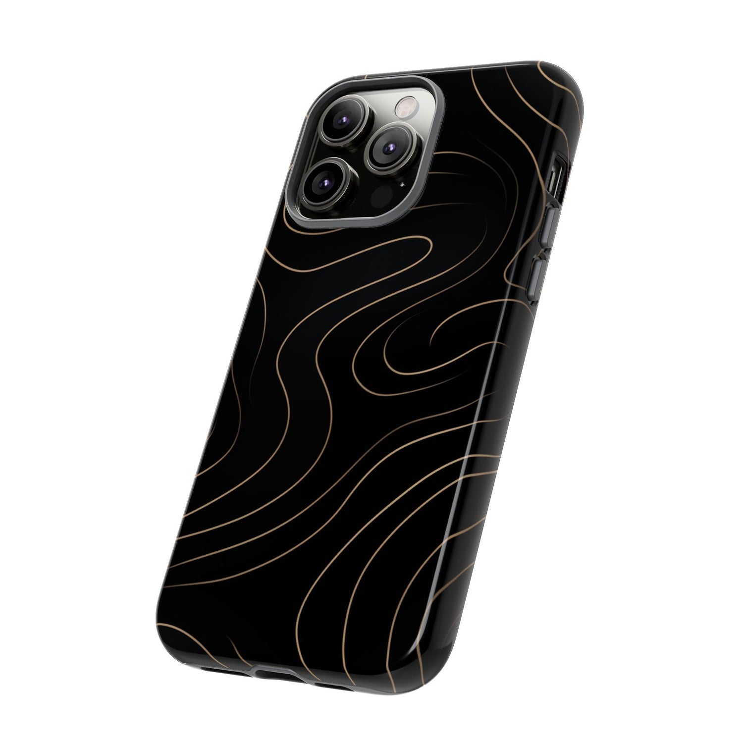 Noir Topograph - Black Minimalist Line Art Phone Case