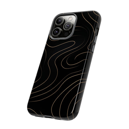 Noir Topograph - Black Minimalist Line Art Phone Case