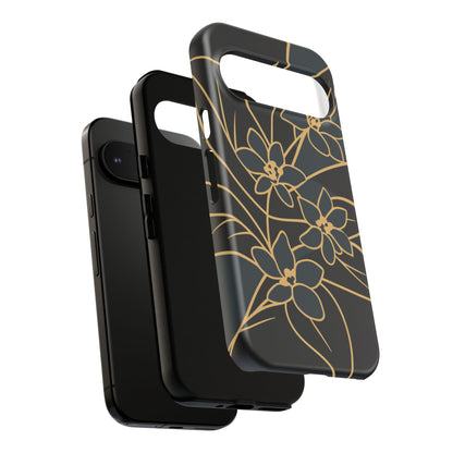 Golden Bloom - Elegant Floral Line Art Phone Case
