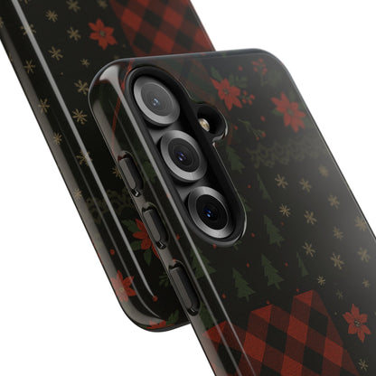 Black Festive Phone Case - Christmas Phone Cover - Tough Design