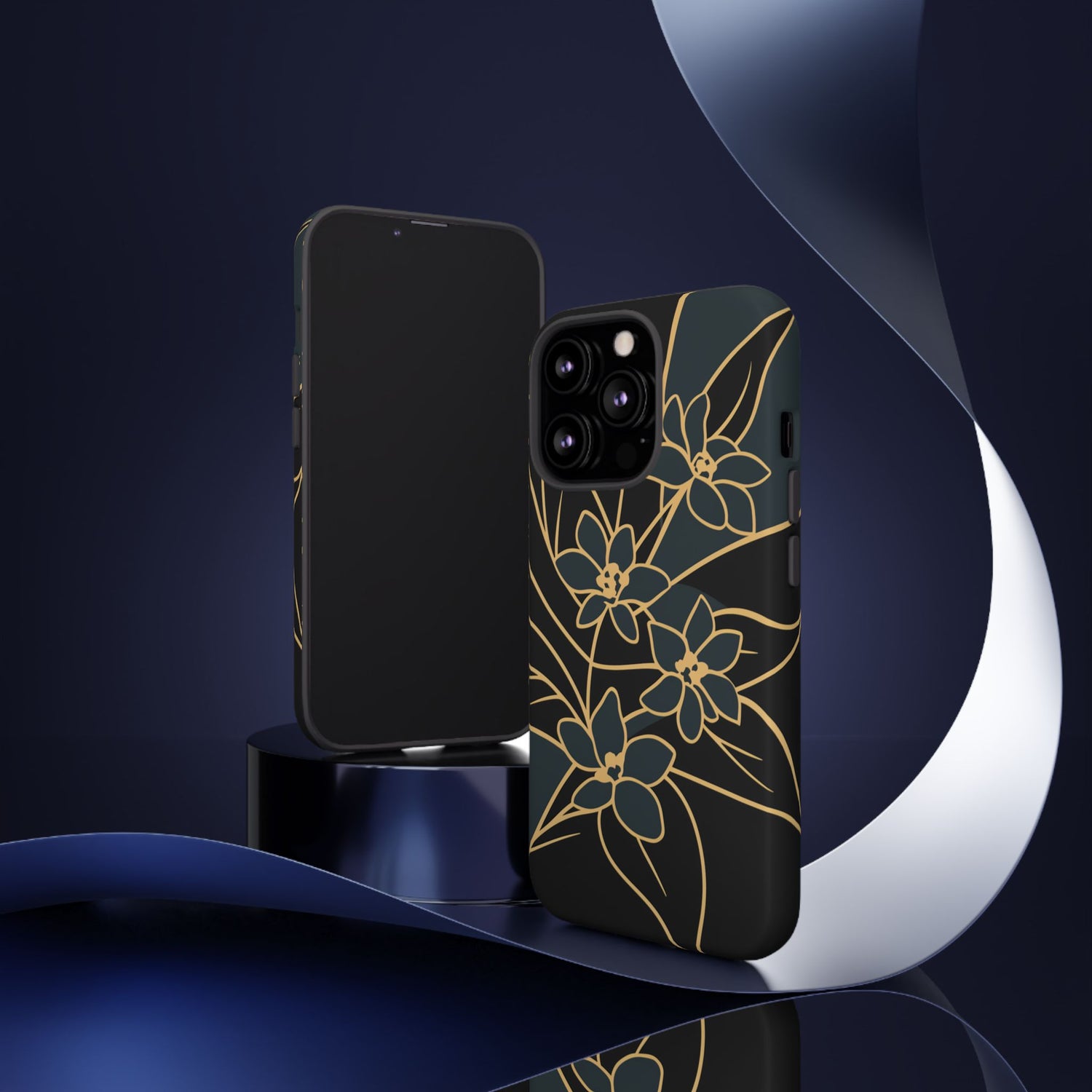 Golden Bloom - Elegant Floral Line Art Phone Case