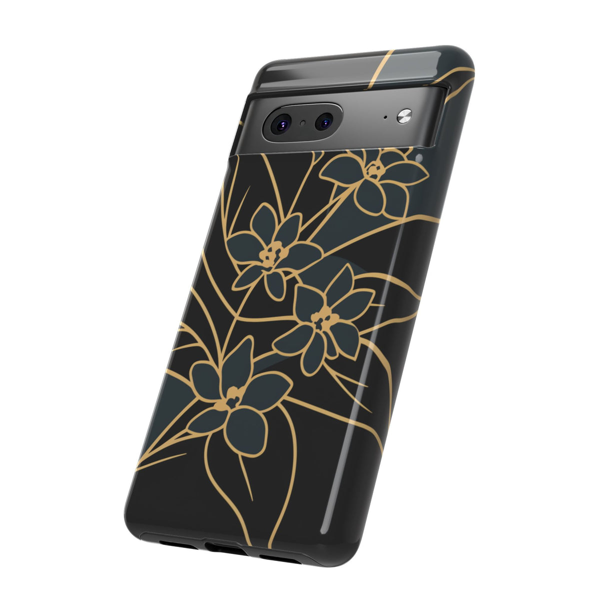 Golden Bloom - Elegant Floral Line Art Phone Case