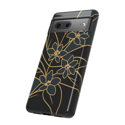 Golden Bloom - Elegant Floral Line Art Phone Case