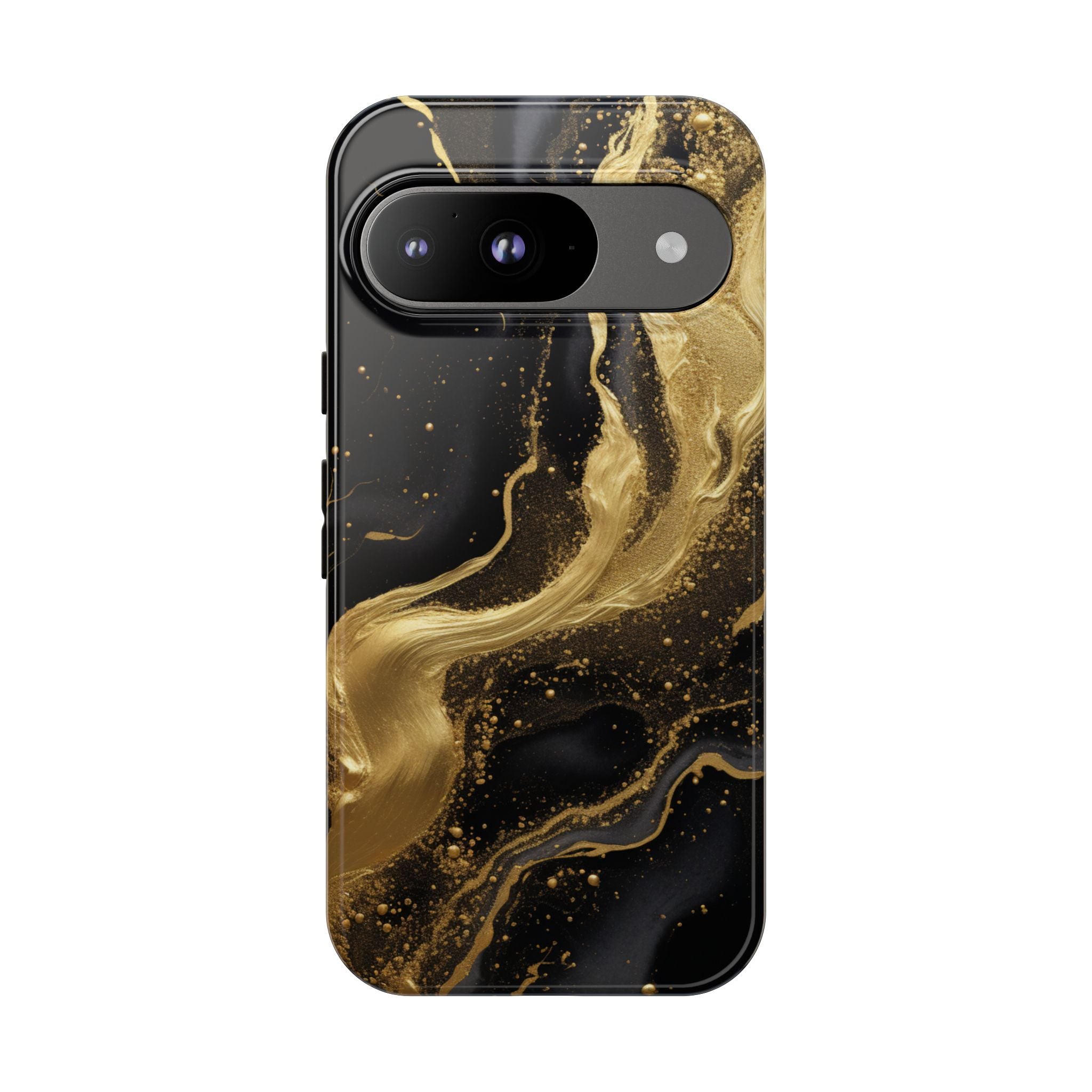 Golden Flow - Black &amp; Gold Marble Luxe Phone Case Google Pixel 9 Glossy