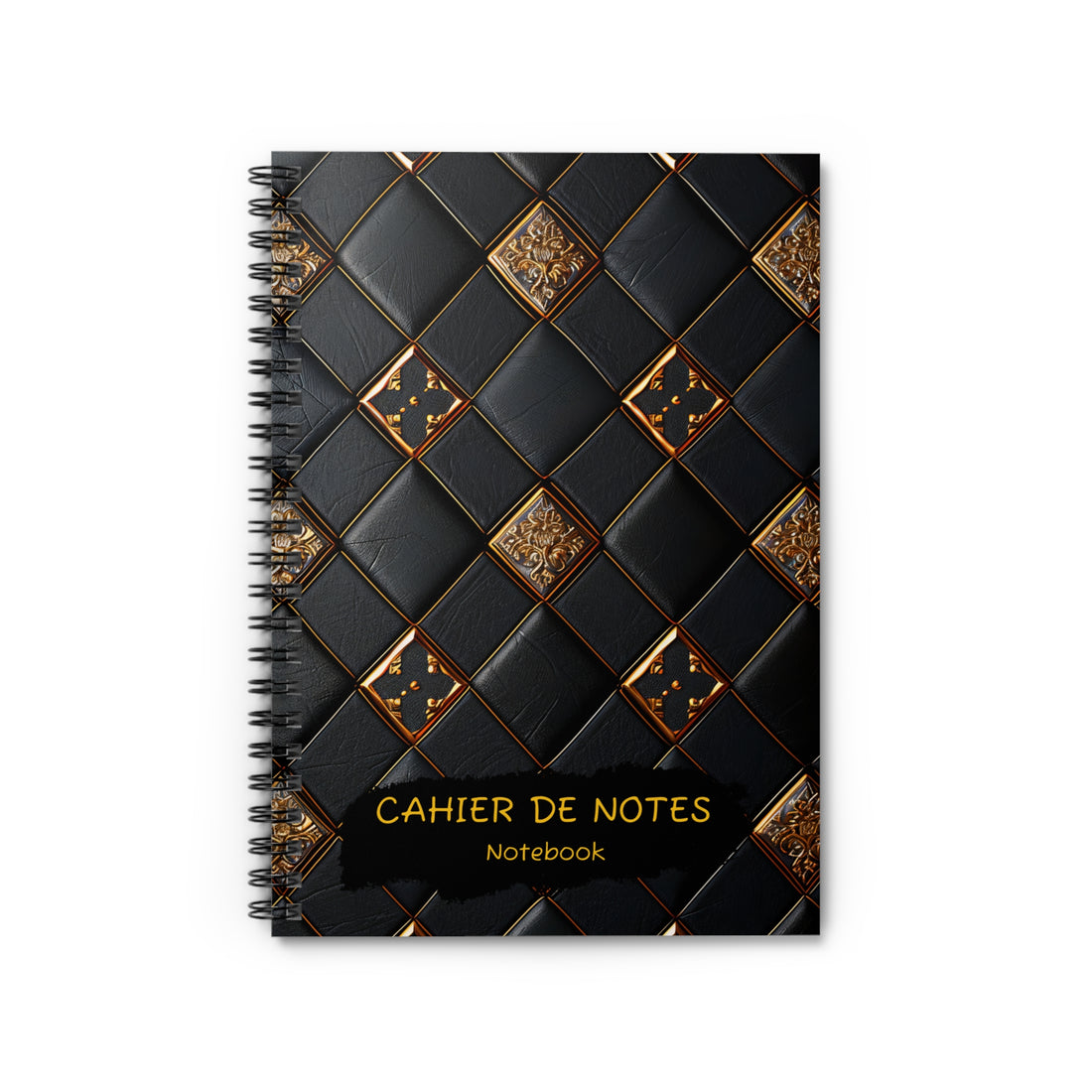 Luxury Black & Gold Journal - Cahier de Notes Spiral Bound Notebook | 6x8 A5 Lined Writing Pad One Size