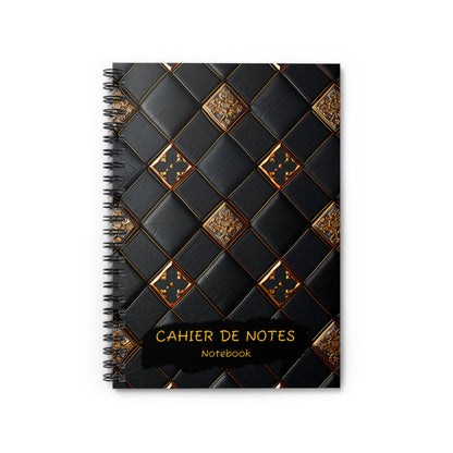 Luxury Black &amp; Gold Journal - Cahier de Notes Spiral Bound Notebook | 6x8 A5 Lined Writing Pad One Size
