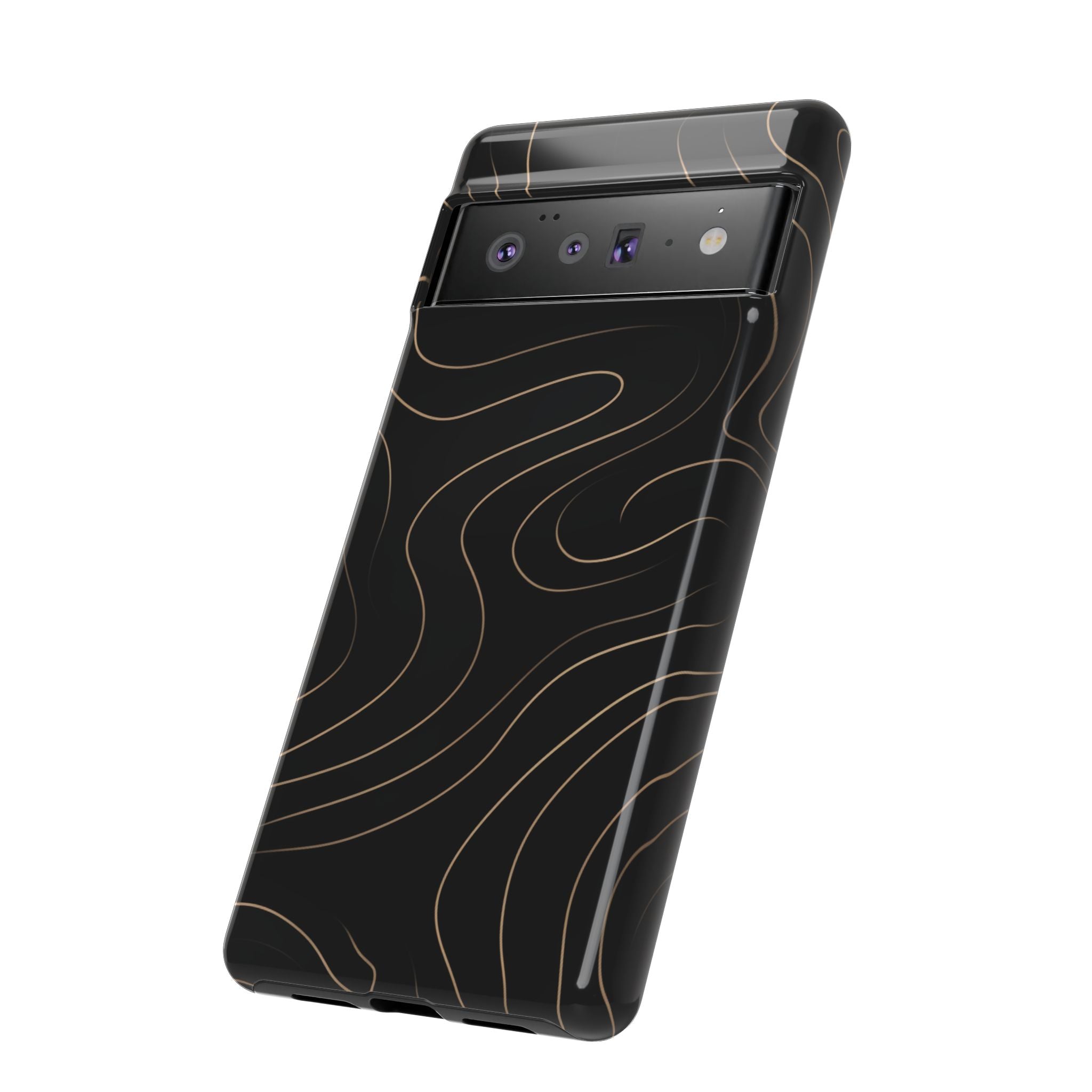 Noir Topograph - Black Minimalist Line Art Phone Case