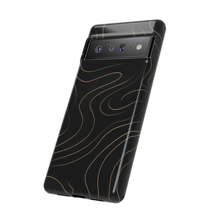 Noir Topograph - Black Minimalist Line Art Phone Case