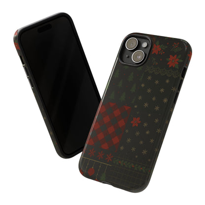 Black Festive Phone Case - Christmas Phone Cover - Tough Design