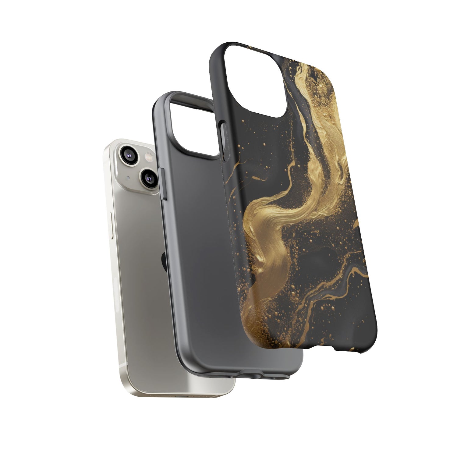 Golden Flow - Black &amp; Gold Marble Luxe Phone Case