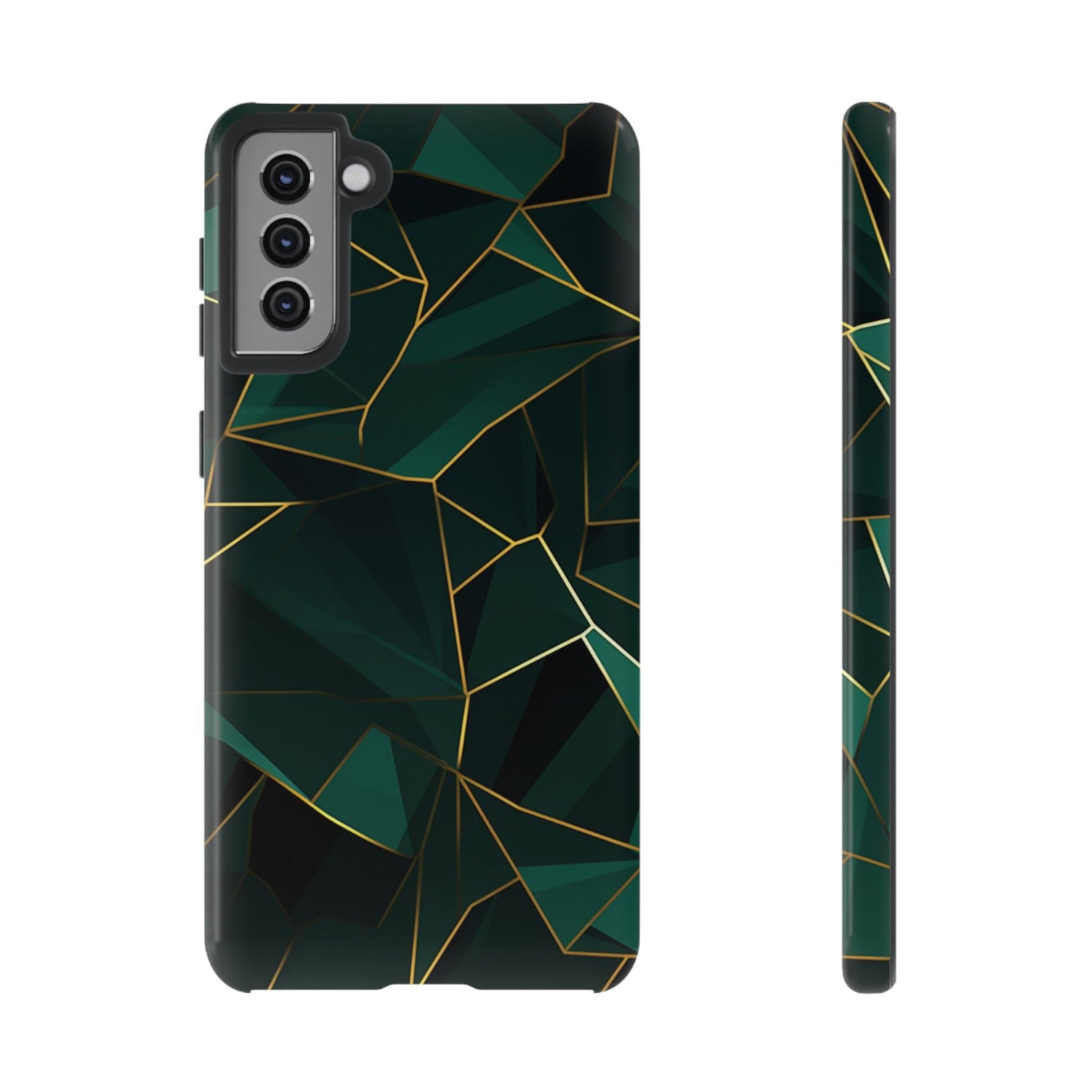 Emerald Veil - Geometric Luxe Phone Case Samsung Galaxy S21 Plus Glossy