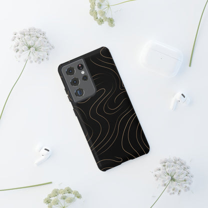 Noir Topograph - Black Minimalist Line Art Phone Case