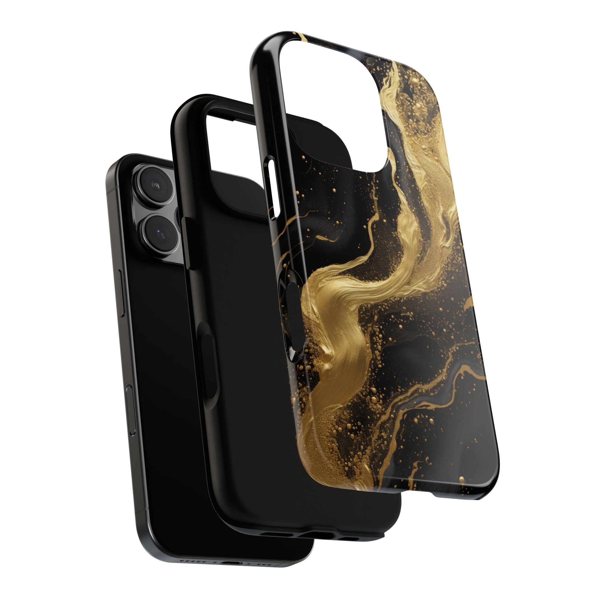 Golden Flow - Black &amp; Gold Marble Luxe Phone Case