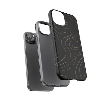 Noir Topograph - Black Minimalist Line Art Phone Case